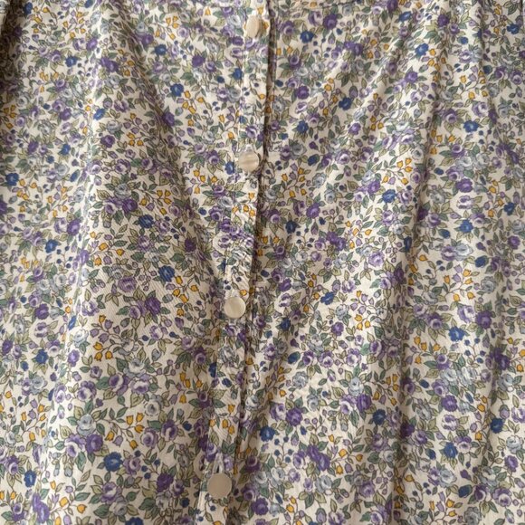 Emerson Fry Elina Blouse Indigo + Purple Calico Size Small - Picture 5 of 5